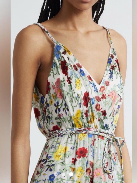 Alice + Olivia Dresses & Skirts - Alice + Olivia White Floral Print Dress with Red & Blue Blooms